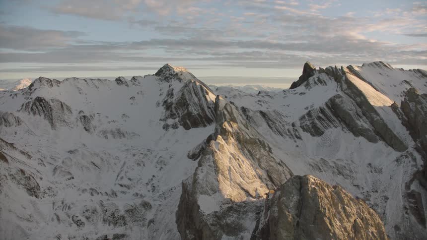 Aerial view of snowy mountain tops