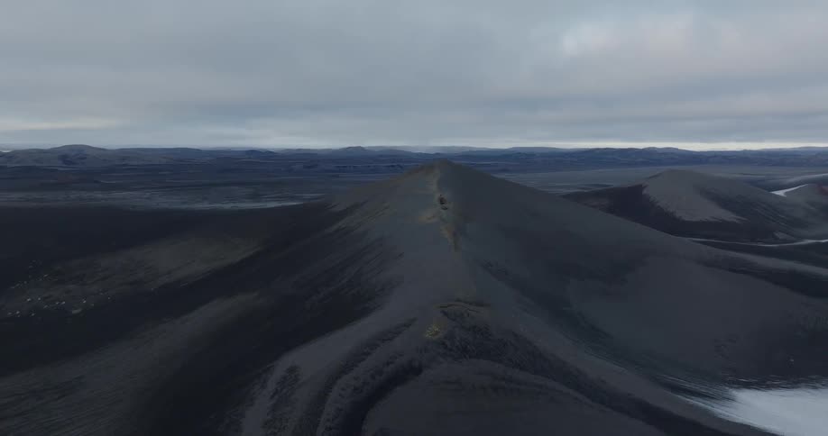Aerial of mountain in desert landscape