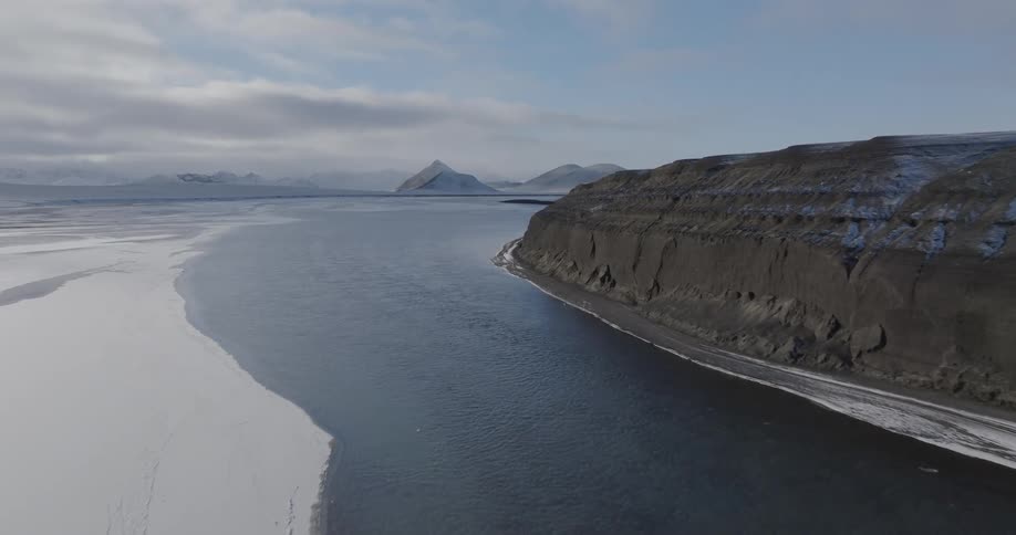The ocean is covered with ice