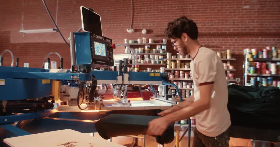 A shirt printing machine in a store