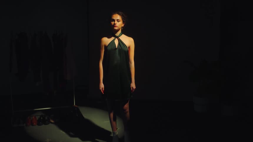 A woman dressed elegantly in a dress