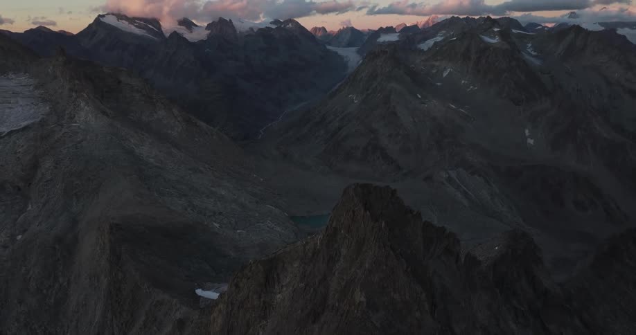 Snow is at the very tip of the mountains