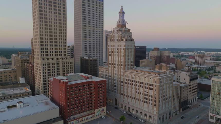 Tall buildings fill the city