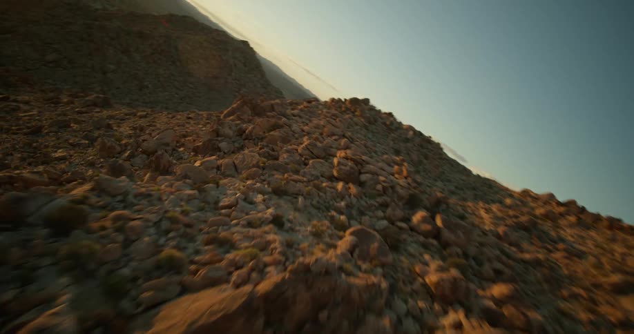 Aerial view of mountains with formations of stones and rocks in the morning