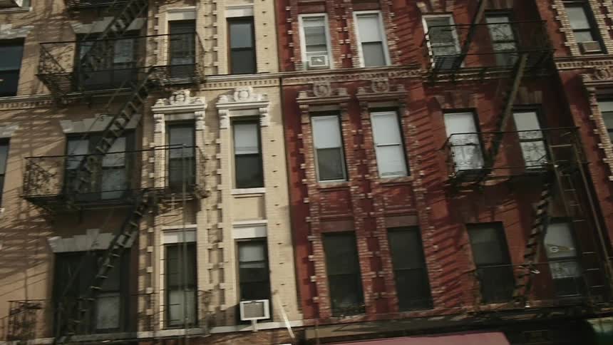 Tracking shot of apartment buildings in NYC