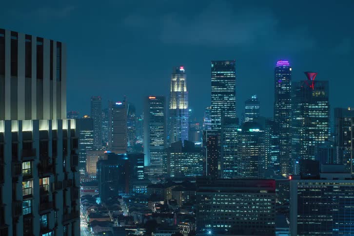 Metropolis in night timelapse