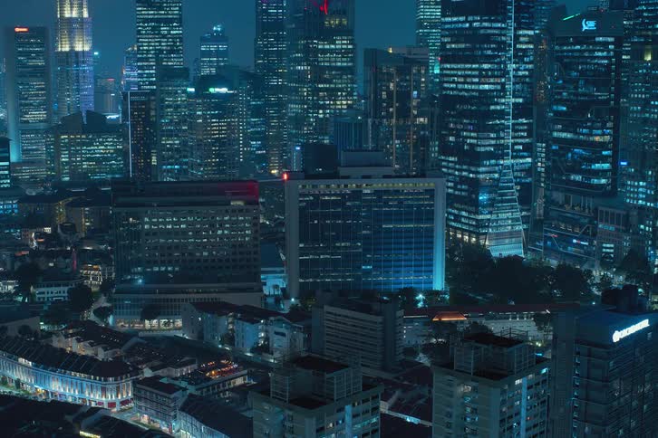 A night aerial view of a metropolis