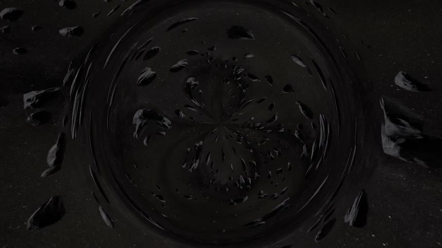 A darkened abstract image contains circular swirling textures