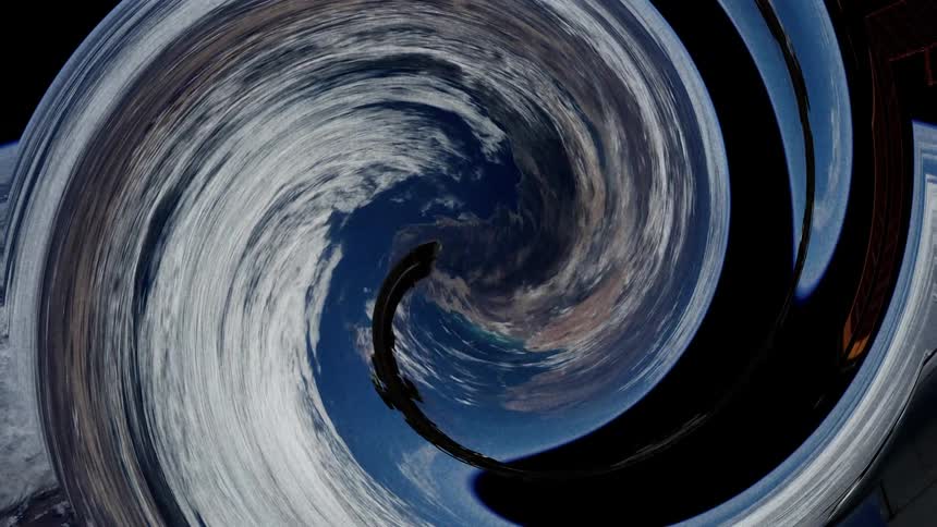 Distorted view of plane earth from orbit