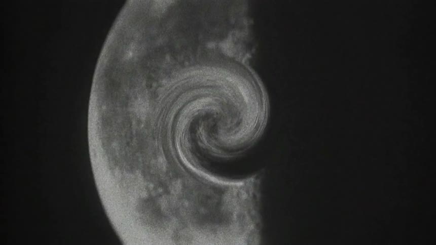 The moon in the sky and a distortion in its center