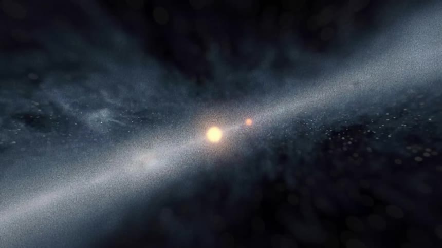 An animation of the sun and planets in outer space