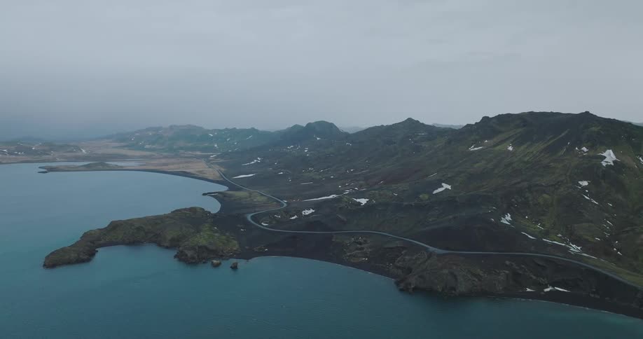 Aerial of a mountain road on the sea coast