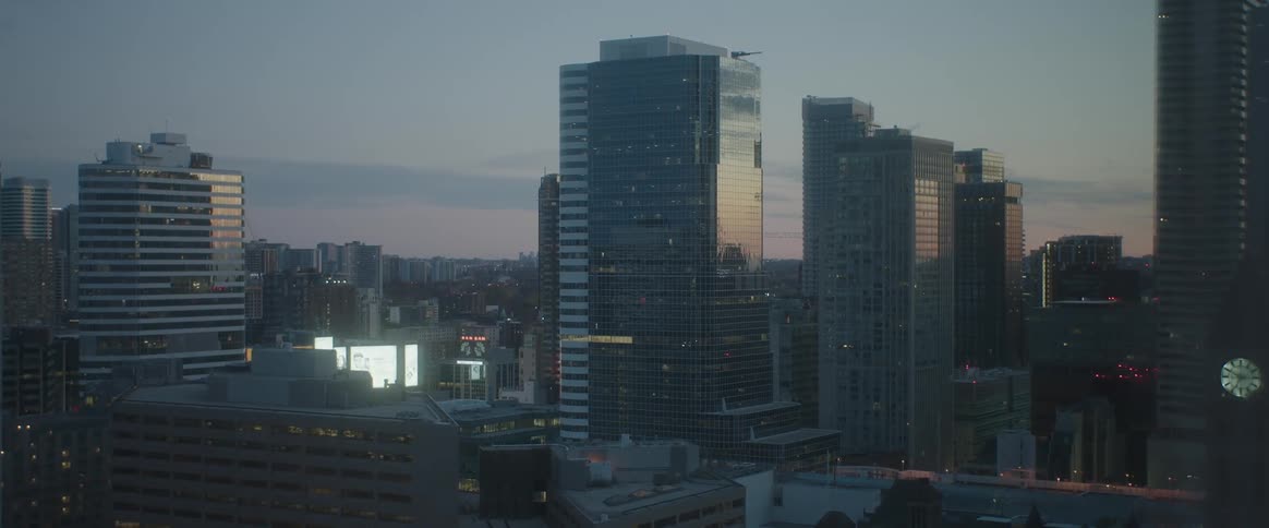 Buildings city skyline at dusk