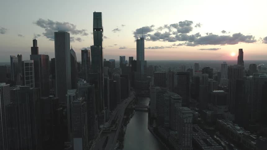 The sun rises on the city
