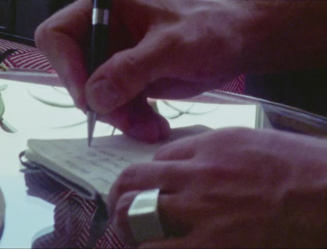 Closeup of a handwriting with a pen in a diary