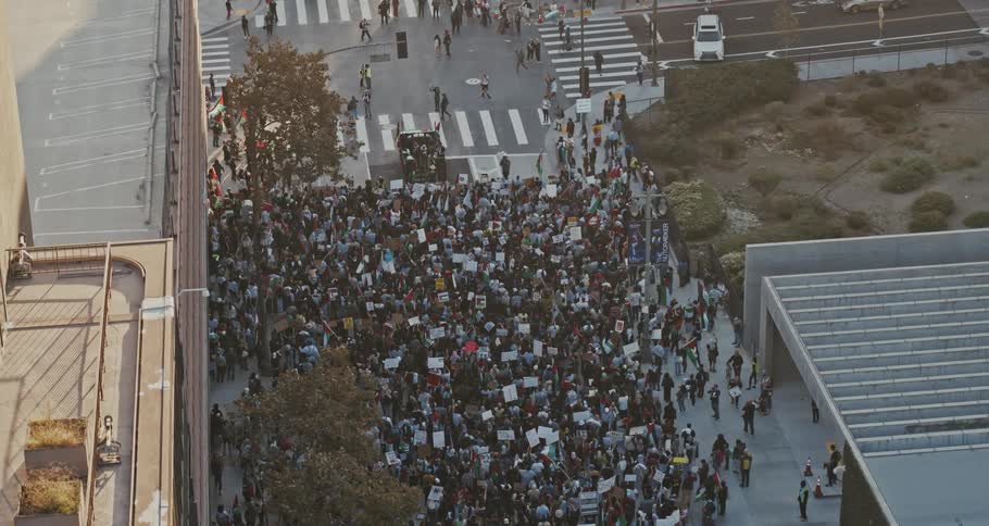 A large crowd is participating in a protest