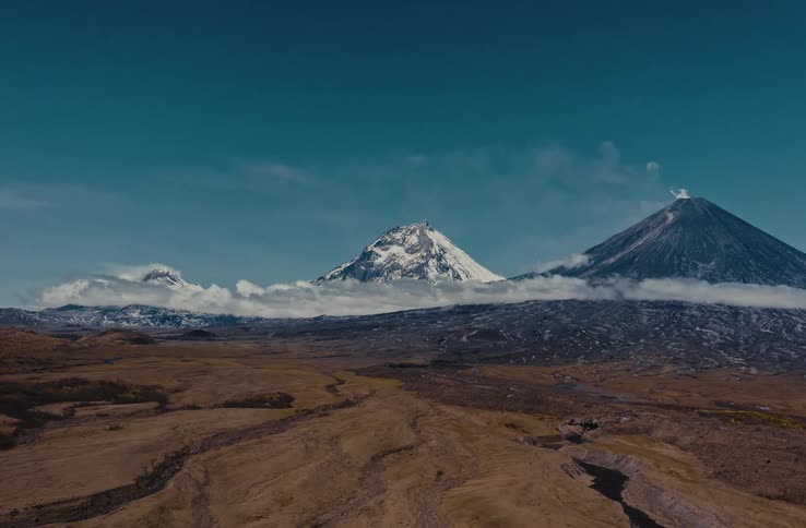 Smoke is rising from the volcano