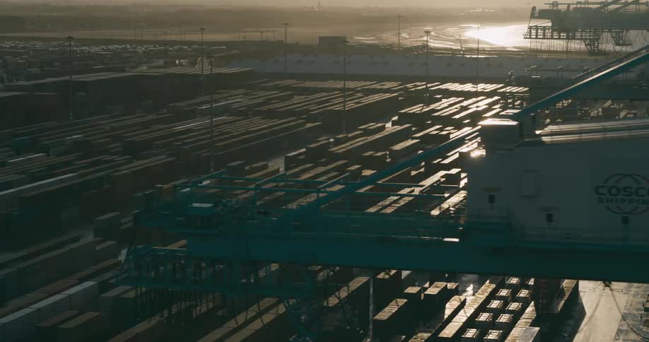The harbor is full of storage containers ready to ship