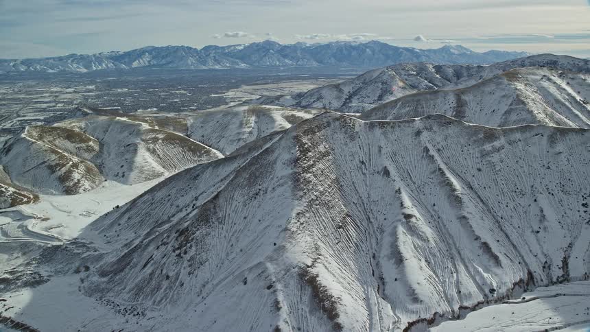 Panorama of mountains and peaks covered in snow