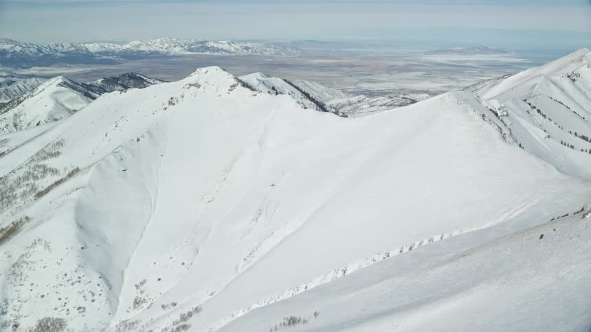 Aerial view of snowy mountain slope