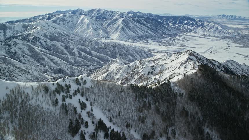 Snowcovered mountain range with trees creating a beautiful landscape