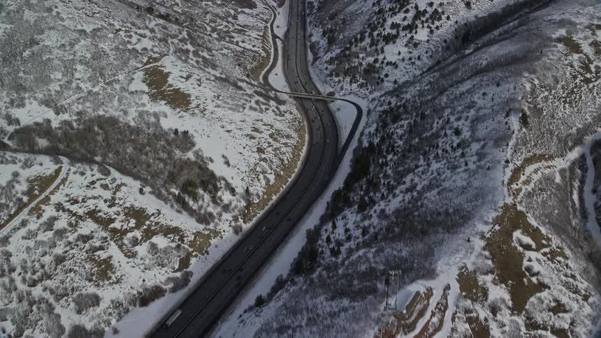 The highway runs through the hills