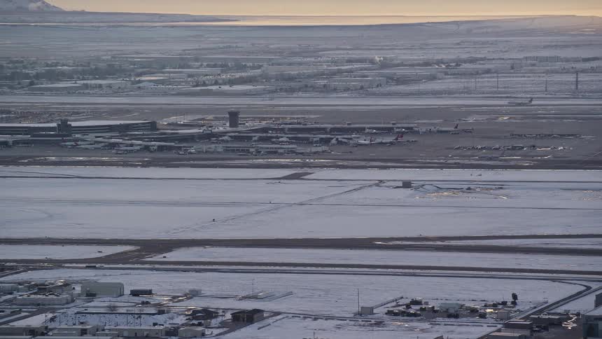 A plane takes off on the runway
