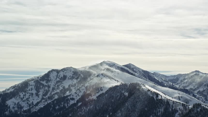 Heavy clouds are over the mountain range