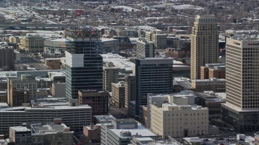 Aerial view of downtown area in the city