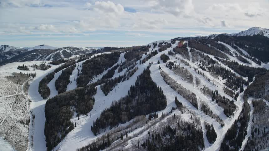 Panorama of mountains with snowcovered forests