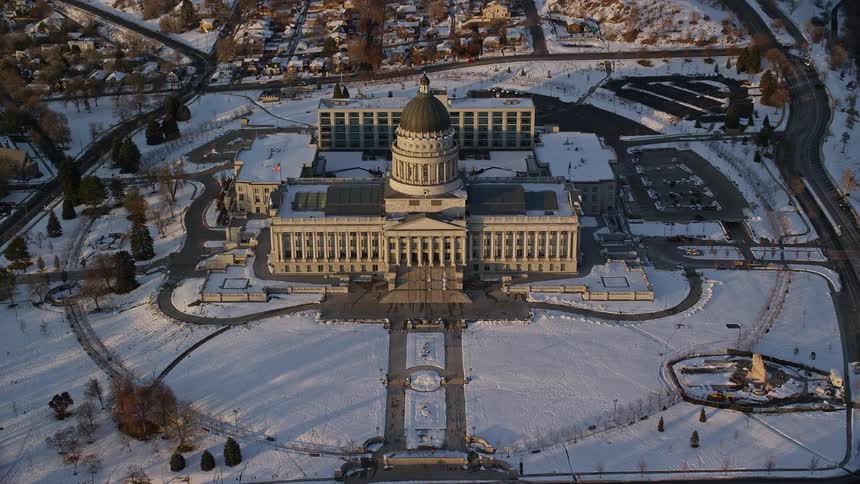 Aerial view of the utah state capitol at morning