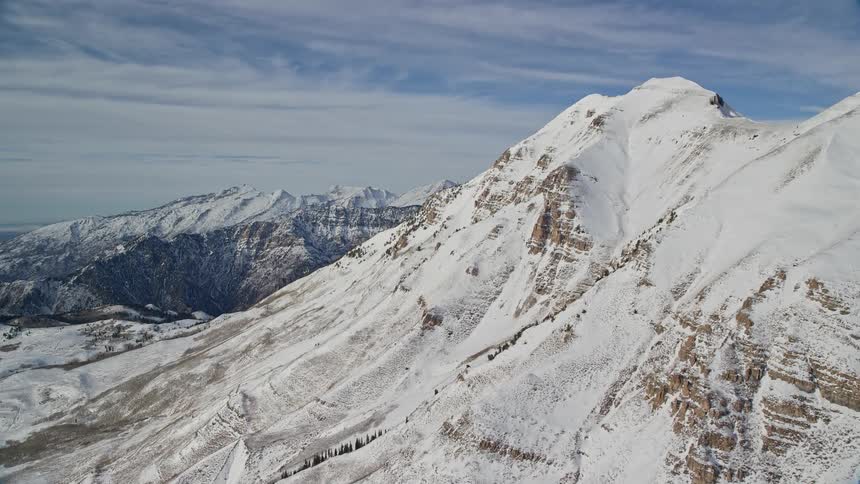 Aerial view of snowy mountain slope