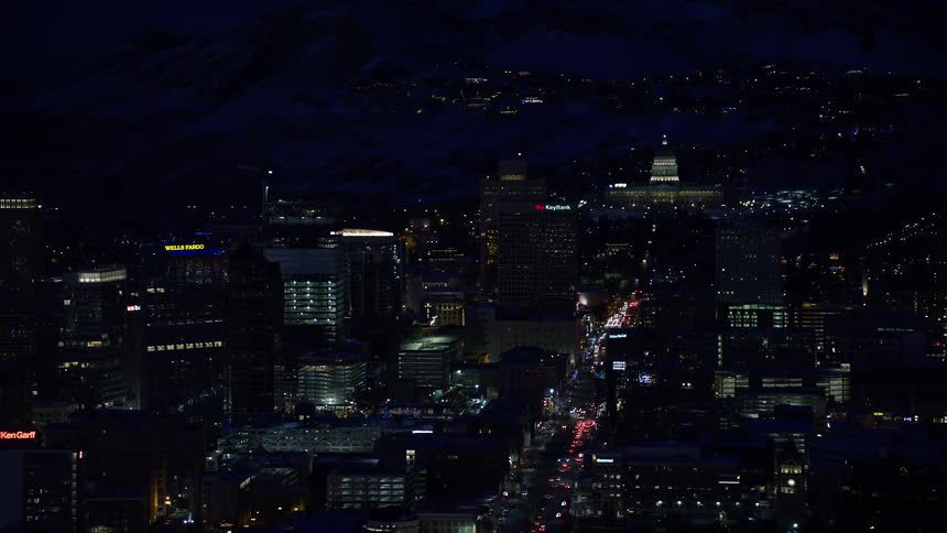 Aerial view of city lights at night
