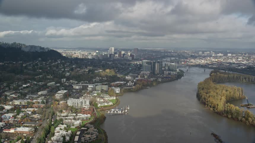 A river runs through the city