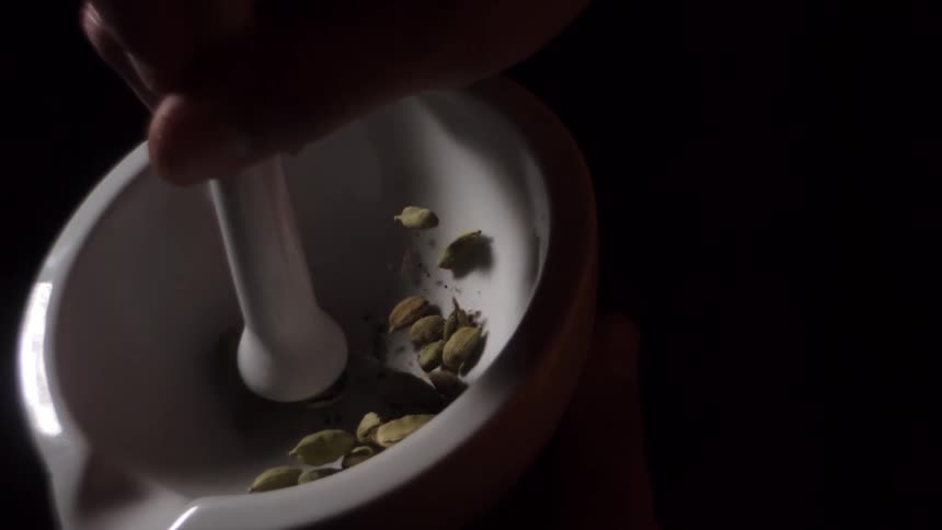 Extreme closeup of grains being crushed