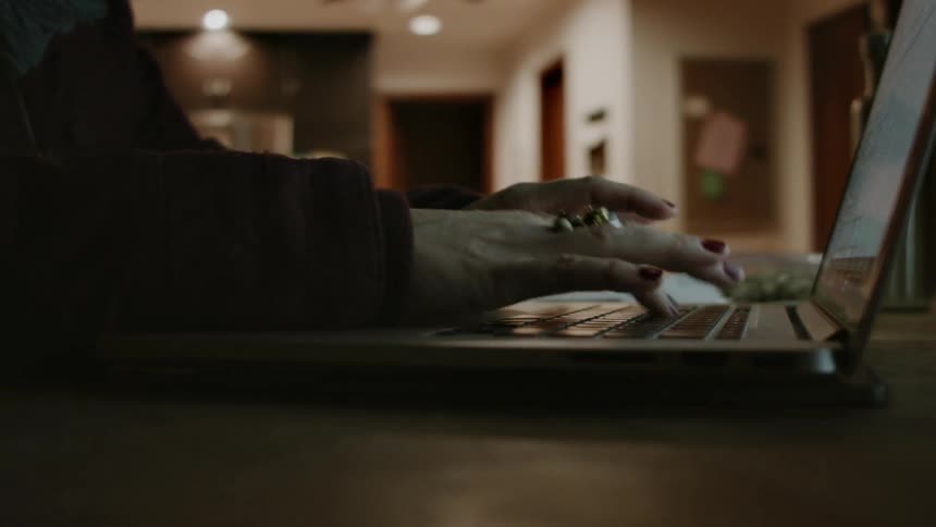 A person is using a laptop