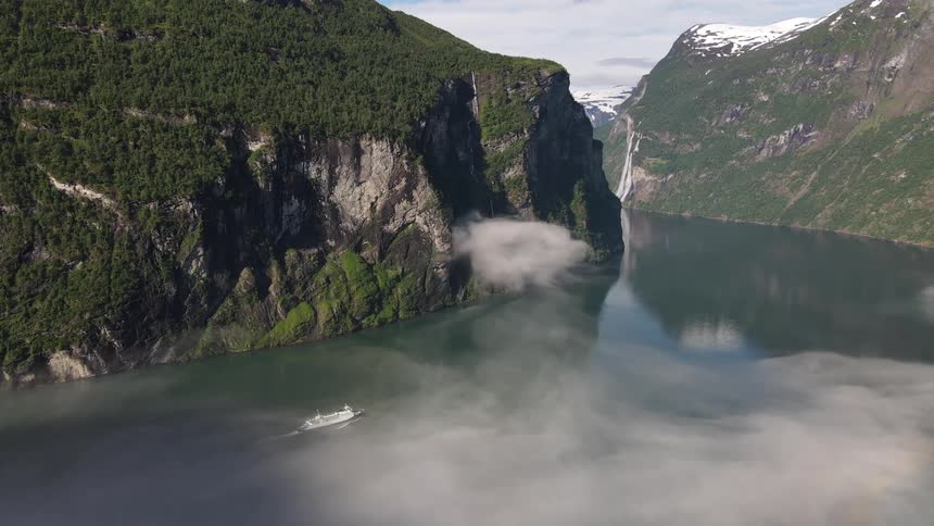 Aerial view of geirangerfjord