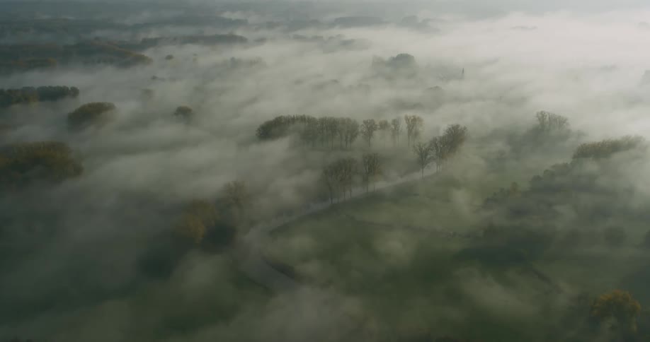 Heavy fog covers the horizon