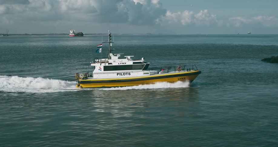 Aerial view of an orion pilots vessel in the ocean