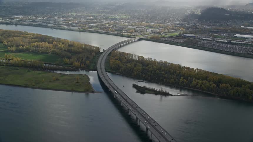 Aerial view of vehicles crossing glenn l jackson memorial bridge