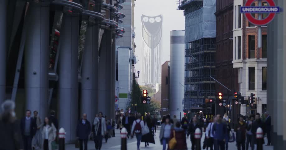 People walking through the streets of a metropolis