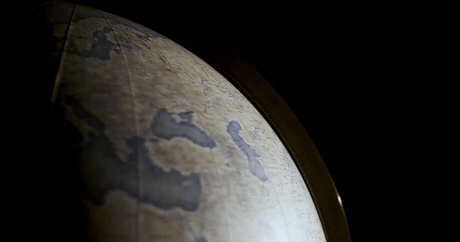 Close up of an earth globe spinning