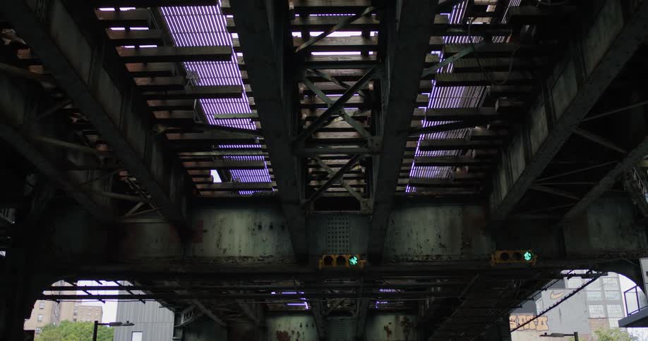 A train passes on the overpass