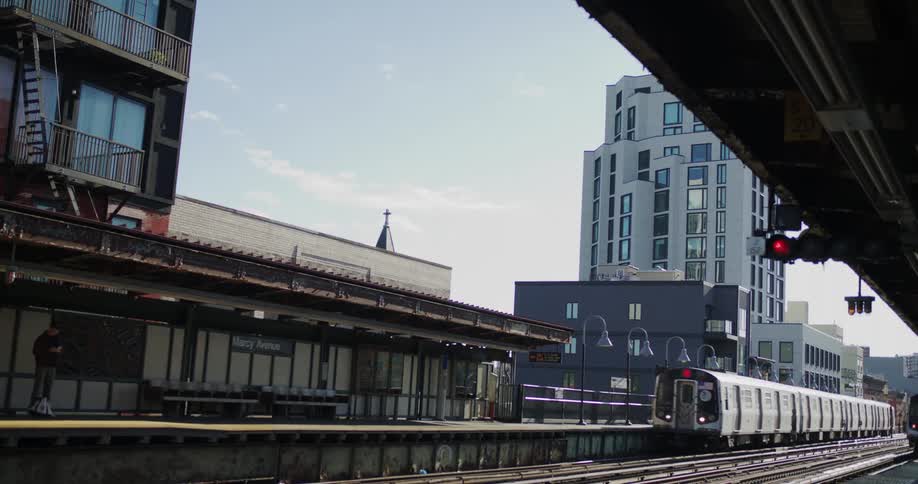 Two train passing through a terminal
