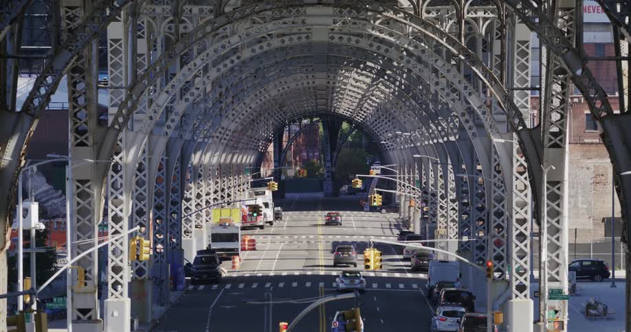Traffic runs under the overpass