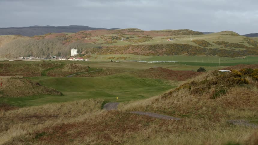 Panorama of golf courses on a cloudy day