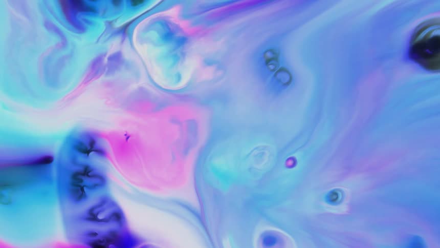 A liquid with blue hues moving randomly