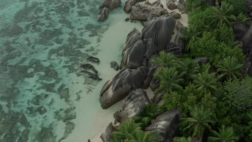 Aerial view of a small rocky beach