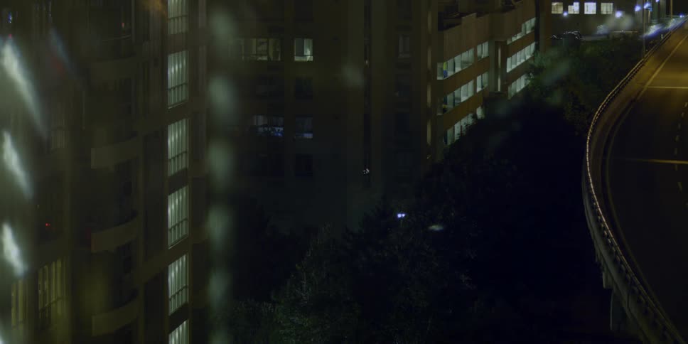 Lights flash on a city building
