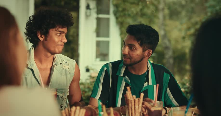 Friends talking at an outdoor table